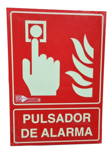 Cartel Contra Incendio - Pulsador De Alarma - 21cm X 30cm 0