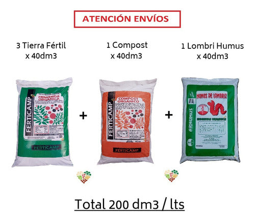 3 Fertile Soil 40 dm3 + 1 Compost 40 dm3 + Worm Humus 40 dm3 1