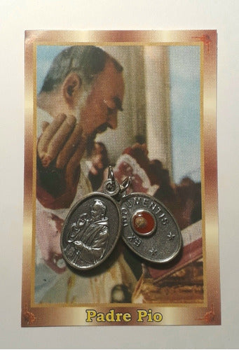 Father Pio Medal With 22mm Italian Zamak Relic 1