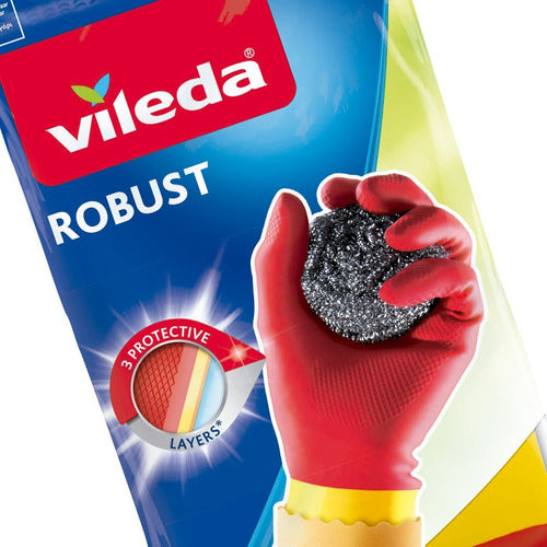 Vileda Strong Cleaning Gloves 3 Layers High Resistance Latex Gloves 13