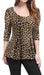 Allegra K Peplum Top with Leopard Print Round Neck 1