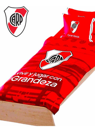 City Blanco Acolchado River Plate De 1 Plaza 1/2 + Futbol + Campeon Y ++ 1