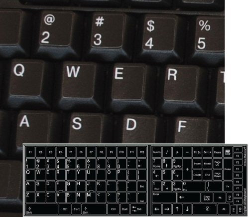 Reemplazo Español Inglés Teclado Etiqueta Engomada Fondo Neg 0