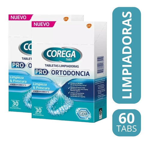 Corega Tabs Cleaning Tablets Pro Orthodontics X 60 Units 0