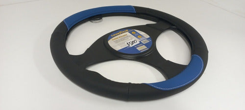 Goodyear Black/Blue Leather Steering Wheel Cover 38 cm GY-5585 2