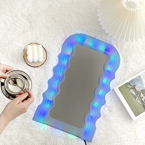 Simmer Stone Wavy Edges LED Wall Mirror 1