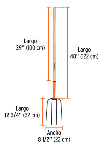 Truper Fork for Grass - Straw 4D, with Long Handle (1.35m) 2