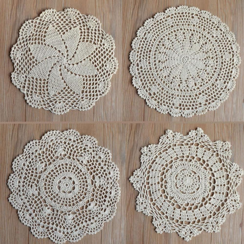 SouthMage 4 Hand Crochet Round Lace Doilies 12 Inches 0