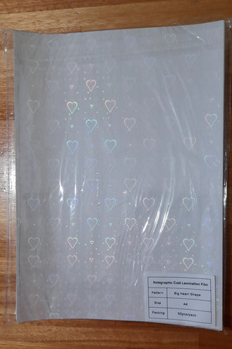 Laminado En Frío A4 Holográfico X 50 Unid.  Modelo Big Heart 1