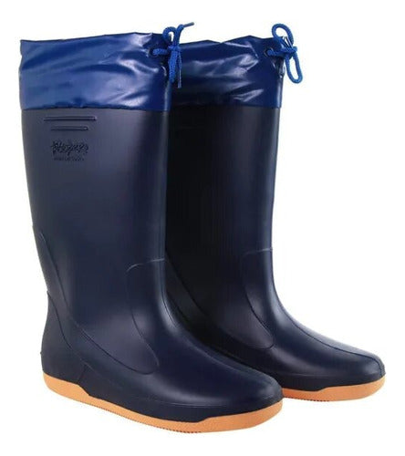 Nautical Rain Boot with Adjustable Drawstring - Blue - Size 41/42 1