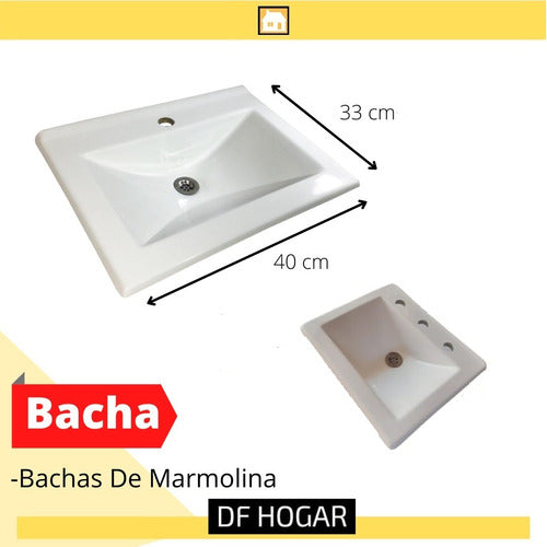 DF Hogar Vanitory Estilo Campo De 40 Cm + Bacha De Marmolina 3