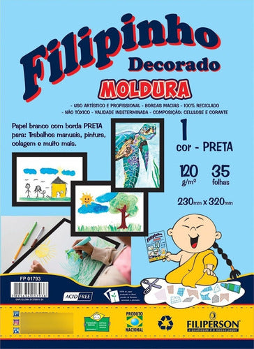 Papel Filipinho Moldura Preta 120gr 35fl Filiperson 0