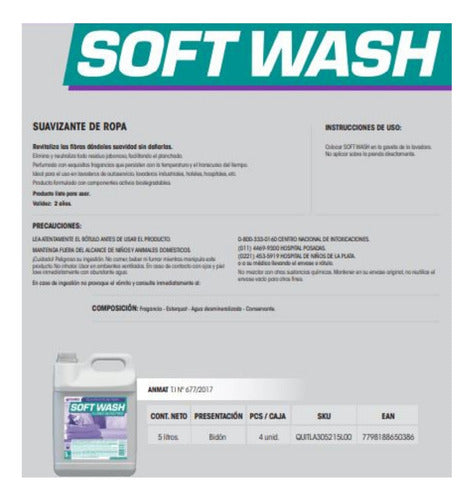 Suavizante Para Ropa Soft Wash X 5l 1