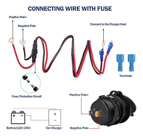 Thalassa QC 3.0 Dual USB Fast Charger Connector + Digital Voltage Display 4