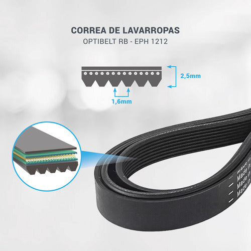 Optibelt Correa Lavarropas 1212 H8 Drean Excellent 6.06G 6.06P Orig 1