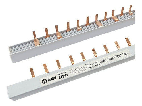 BAW Peine Puente Unión Tipo Pin Aislado 4P 56 Módulos 80/100A 0