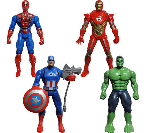 Generic Set 4 Avengers Action Figures Ironman Spiderman Captain Hulk with Light 0