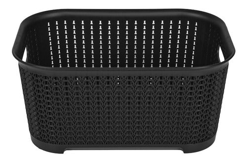 Set of 8 Plastic Rattan Organizer Baskets 36x25x17 cm 2