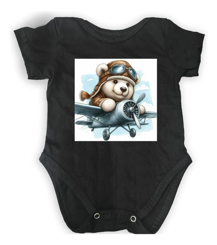 Baby Bodysuit Piloting Bear Airplane Design M1 1