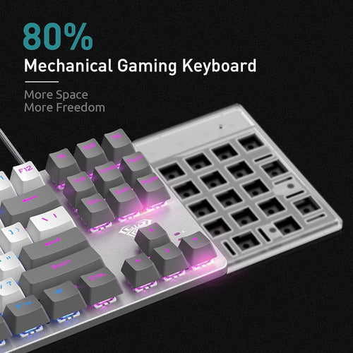 Aula F3287 Wired Tkl Rainbow Mechanical Gaming Keyboard, 80% 3