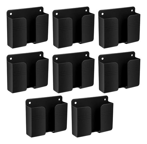 8 Soportes Para Telefono De Pared Adhesivos Negros 0