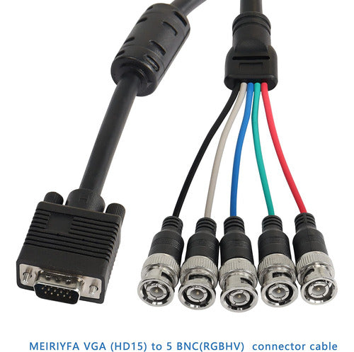 Meiriyfa Cable Adaptador Vga A Bnc, Hd15 Vga A 5 Bnc Rgbhv 4