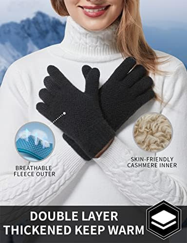 REACH STAR Women's Winter Touchscreen Gloves, 3 Finger Touch Screen, Double Layer Thermal Knit Lining 5