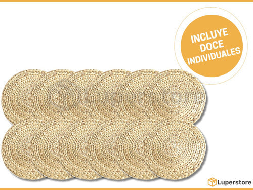 Ordinato Set of 12 Round Individual Table Mats Made of Natural Water Hyacinth 2