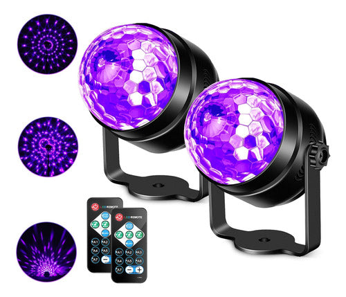 Luces De Discoteca Uv Para Fiesta, 2 Pack Con Control 0