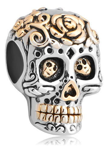 Fit Pandora Charms Silver Plated Dia De Los Muertos Skull Ch 0