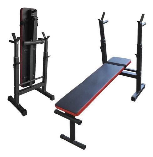 Banco Pecho Con Soporte Para Barras Plegable Crazy Fitness 0