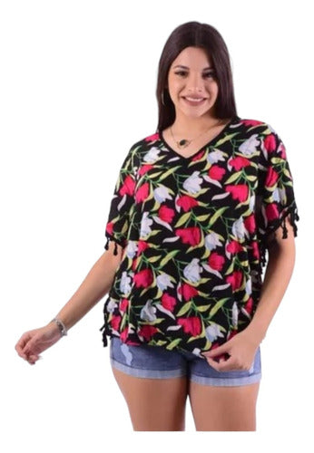 Thice Blusa Mariposa Mujer Moda Total Playero Flecos Cod.600 0