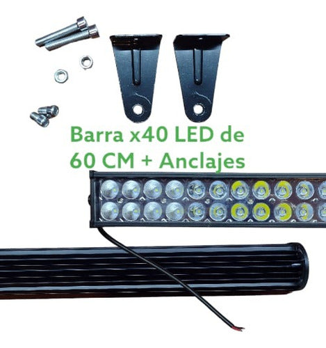 40 LED 120W 60cm Quad Truck Tractor Bar with Mount 12/24v 1