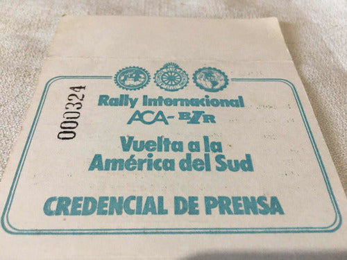 Credencial Rally Internacional Aca (vuelta America Del Sud) 1