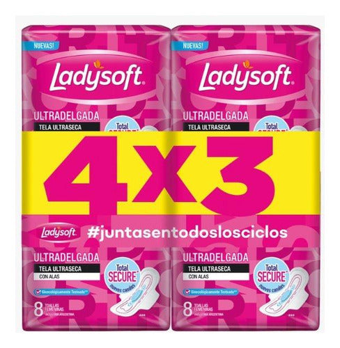 Toallitas Ladysoft Ultra Delgada Tela Seca 4x3 0