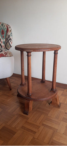 Mesa Auxiliar Antigua De Madera 0