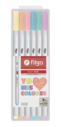 Filgo Pack of 6 Microfiber Pastel Liner 038 0.4 mm Assorted 0