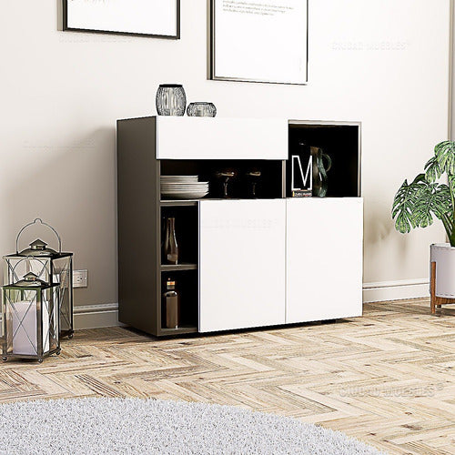 Modern Dining Room Sideboard Buffet, 90cm with Door and Drawer 5