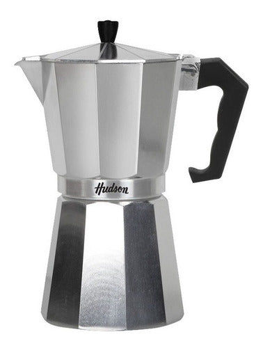 Hudson Polished Aluminum Italian Type Coffee Maker 6 Cups 0