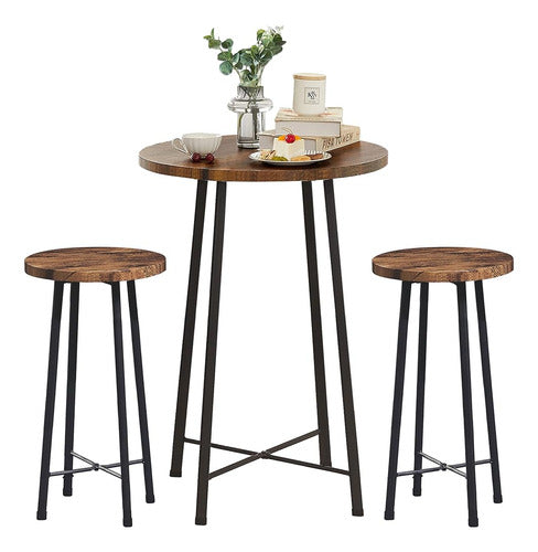 Vecelo 3 Pieces Pub Set, Bistro Round Bar Table and Chairs 0