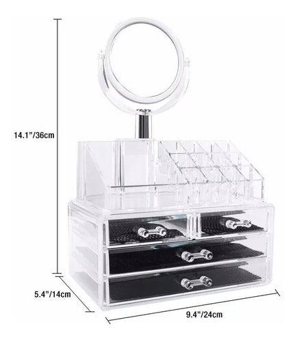 Organizador Acrílico De Maquillajes Y Cosméticos Con Espejo 2