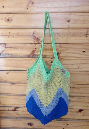 Handcrafted Crocheted Chevron Tote Bag 5