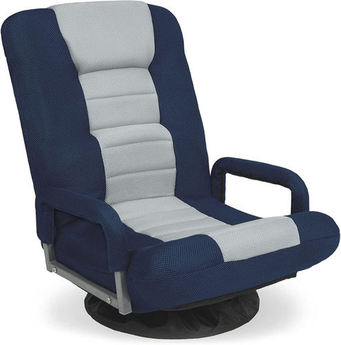 Sillon Gamer Giratorio Para Piso  - Azul Oscuro Gris 0