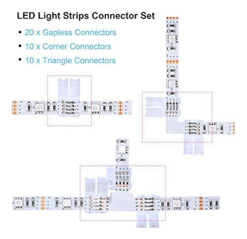 60 Piezas Conectores De Luces De Tira Led 4-pin Rgb Led Ligh 3