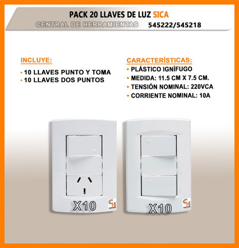 Sica Light Switch and Socket Pack for Home Installation 1