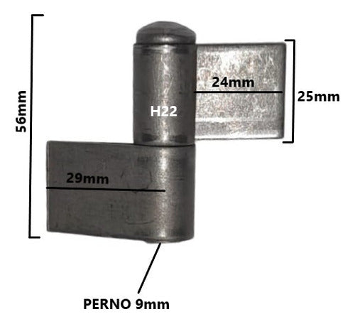 H22 Pack X 3 Welding Hinges Heavy Duty 25mm 1