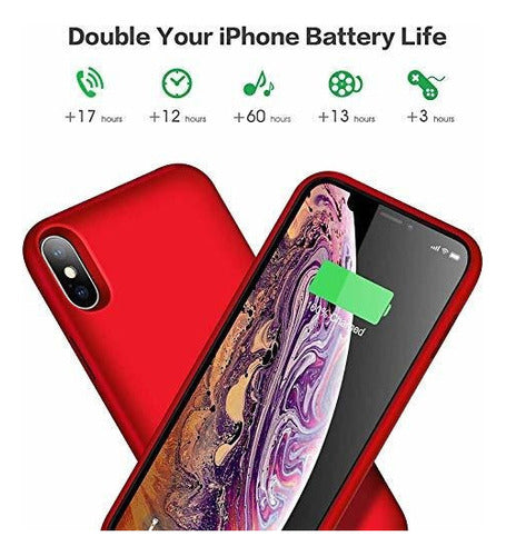 Feob Battery Case for iPhone XS Max - Portable Charger Case with 7800mAh Extended Battery - Red 1