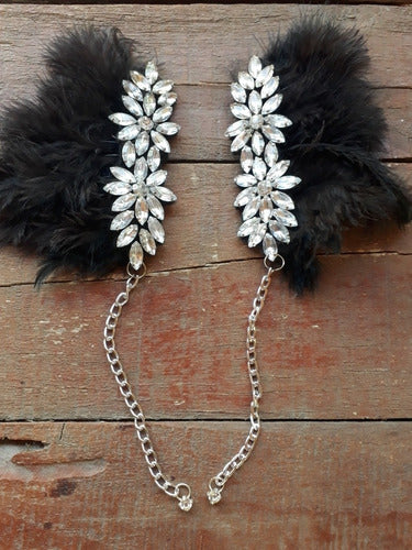 Feathered Epaulettes with Chains and Gemstones 1