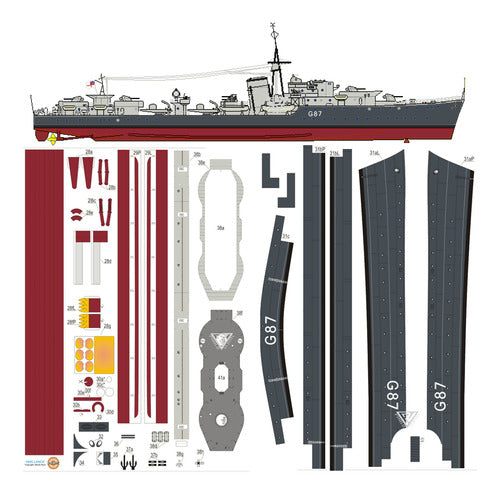 MODELO PARA DESCARGAR E IMPRIMIR Barco Hms Lance 1:200 / Papercraft Full (Digital Download) 0