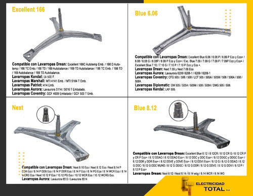 Eje Soporte Tambor Kit Lavarropa Drean Excellent Blue 8.12 2